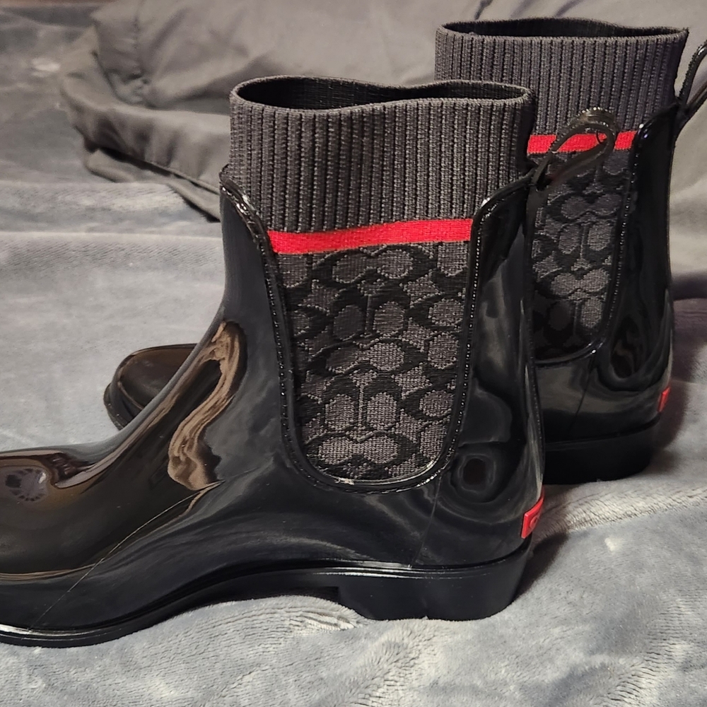 Coach rain boots black